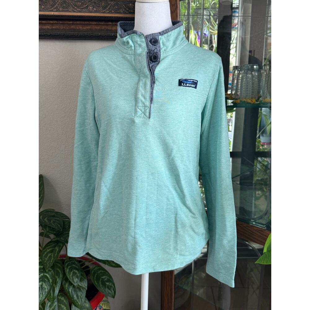 Llbean Mint Green Button Pullover - image 1
